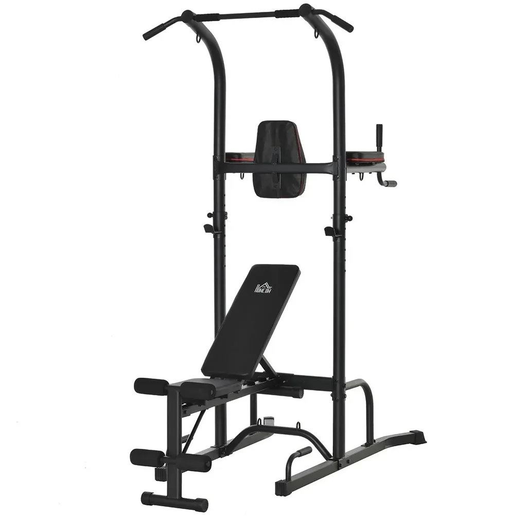 Kraftstation mit Klimmzugstange multifunktionale Dip-Station Trainings-Gerät für Zuhause Fitness Stahl Schwarz 187 x 110