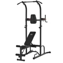 Kraftstation mit Klimmzugstange multifunktionale Dip-Station Trainings-Gerät für Zuhause Fitness Stahl Schwarz 187 x 110