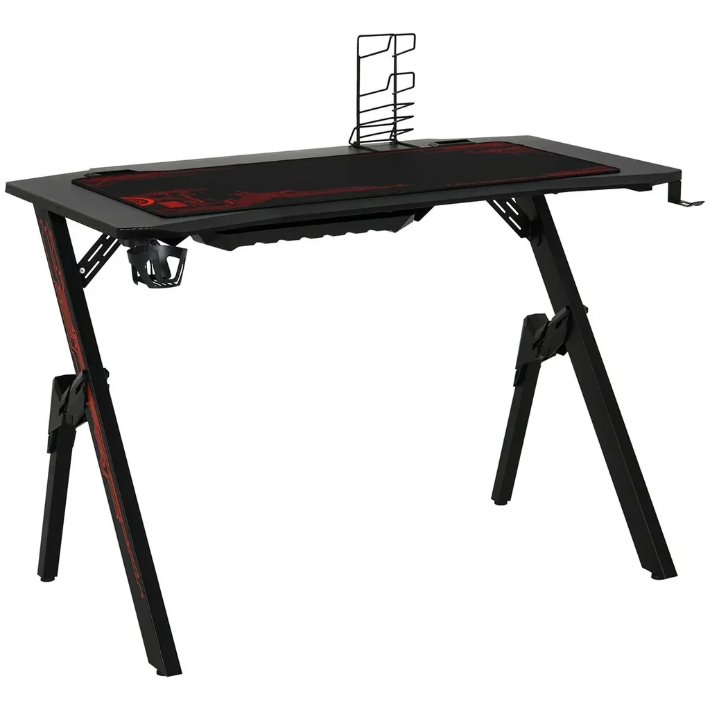 Gaming Tisch Schreibtisch Computertisch Arbeitstisch Möbel für Büro Wohnzimmer Arbeitszimmer, modernes Design, MDF Metal