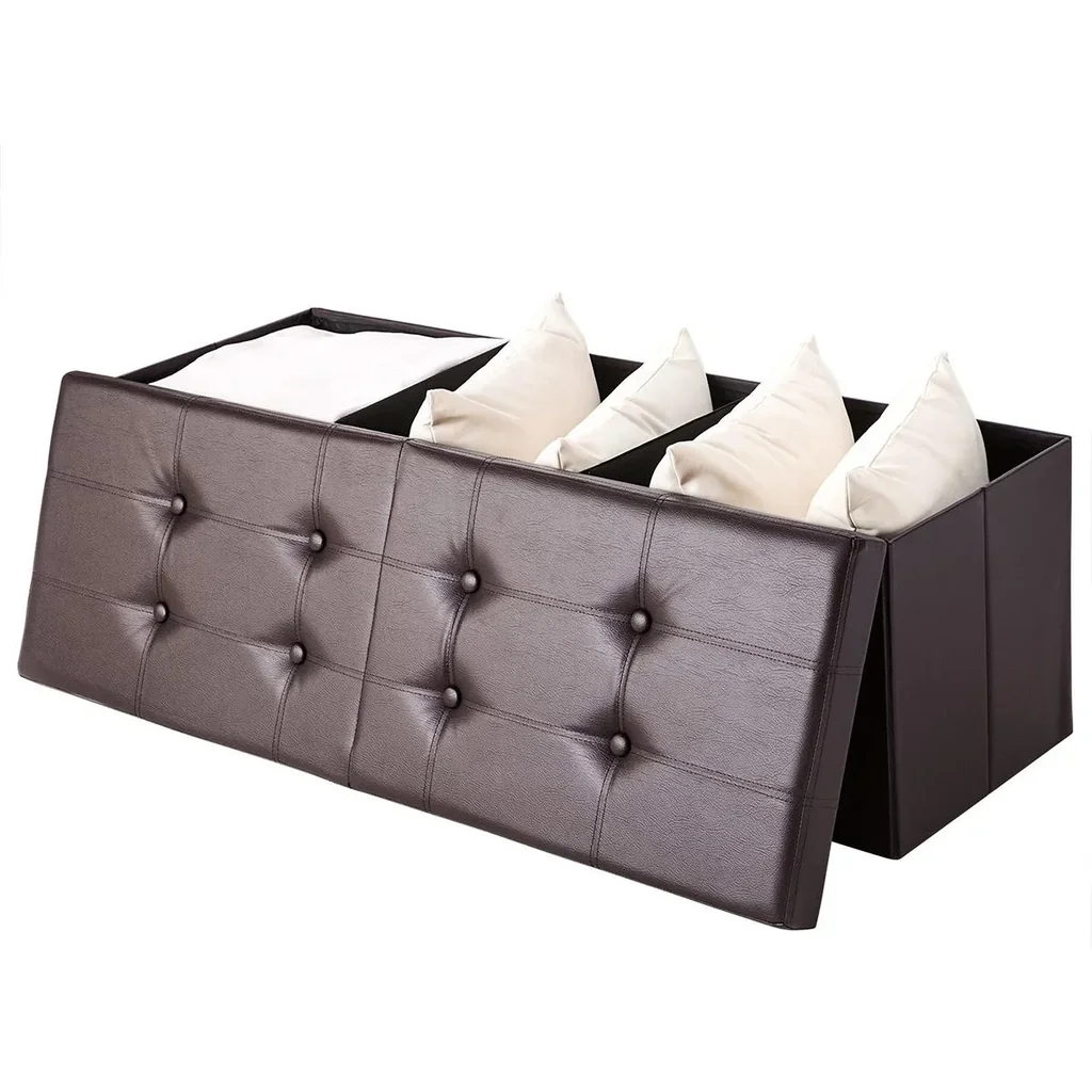 Faltbarer Sitzkasten mit Scharnierdeckel braun - 115x38x38cm