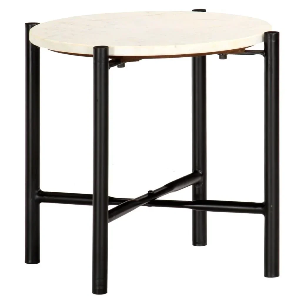 Couchtisch 40x40x40 cm Echtstein mit Marmorstruktur weiß