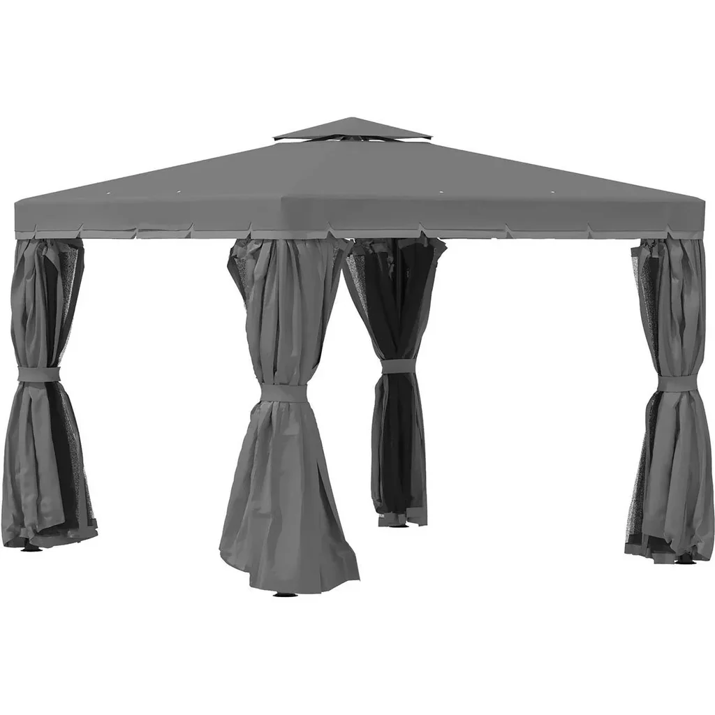 Gartenlaube - Gartenpavillon - Aluminium/Polyester - Grau - 3 x 3 m