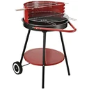 Holzkohlegrill Rundgrill auf Rollen mit Ablage Metall Rot
