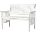 2-Sitzer Sitzbank Gartenbank Holzbank Bank mit Armlehne Landhausstil Akazienholz Weiß 117 x 63 x 90 cm