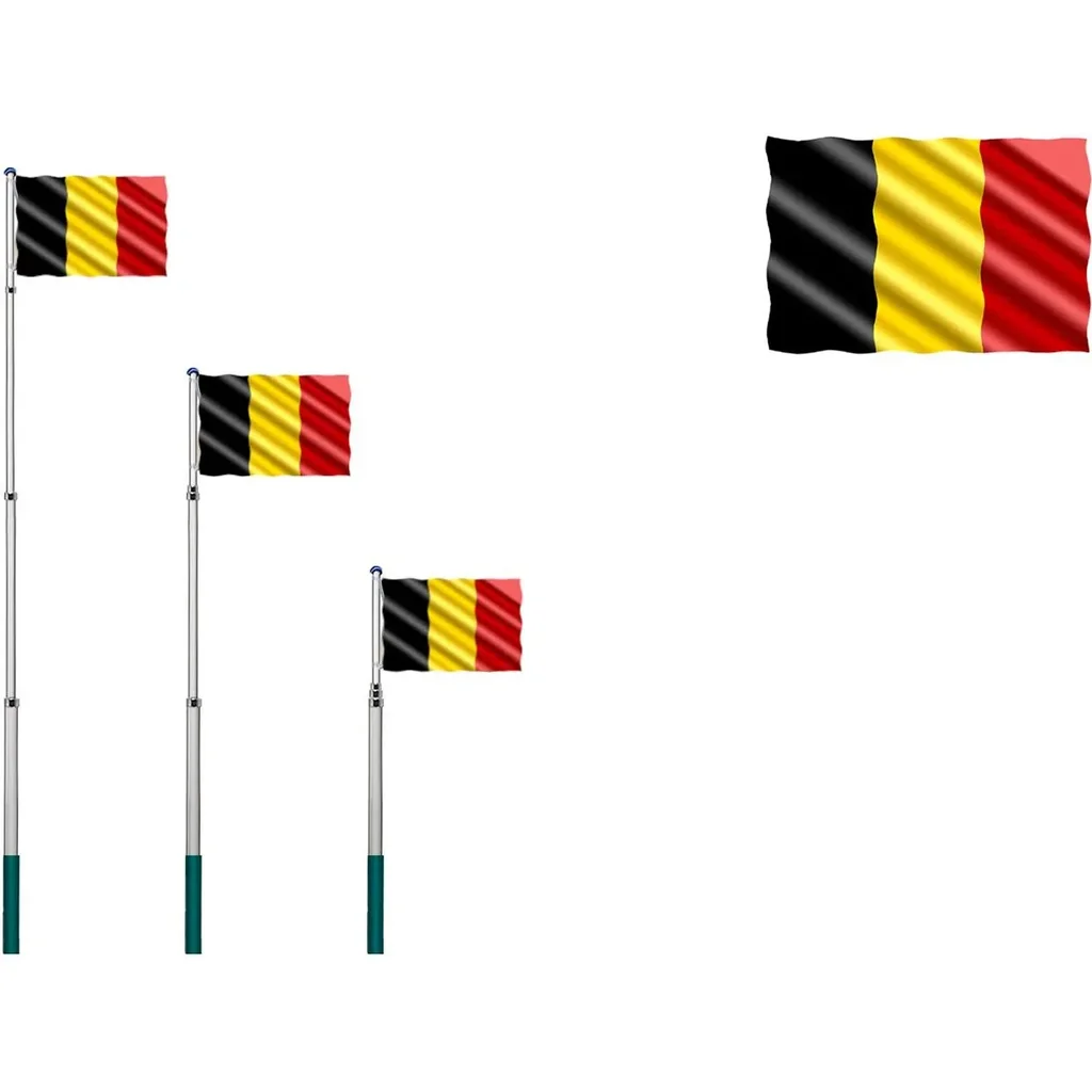 OneTools Teleskop-Fahnenmast 630cm Belgien Flagge - inkl. Belgien Flagge - 90x150cm