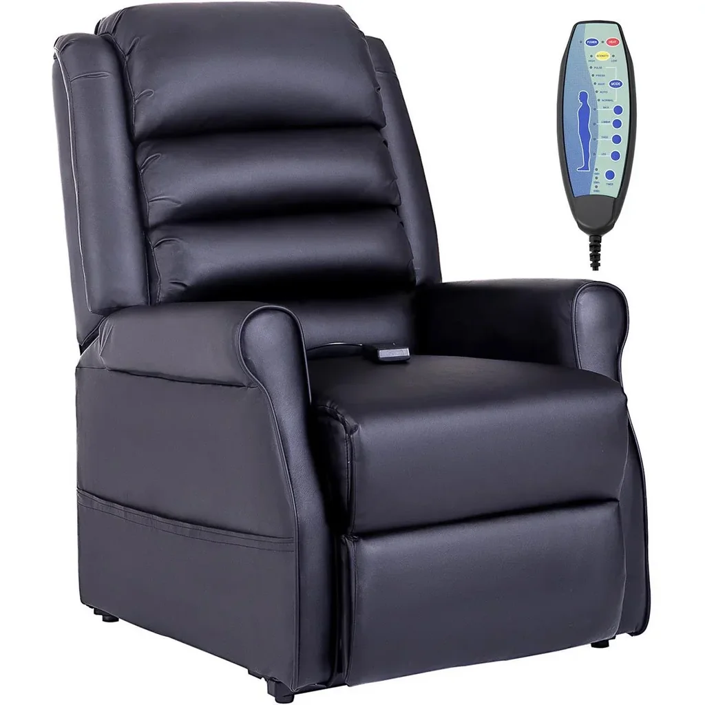 Massagesessel Aufstehsessel für Senior Elektrischer Relaxsessel Fernsehsessel mit Wärmefunktion Liegefunktion Aufstehhil
