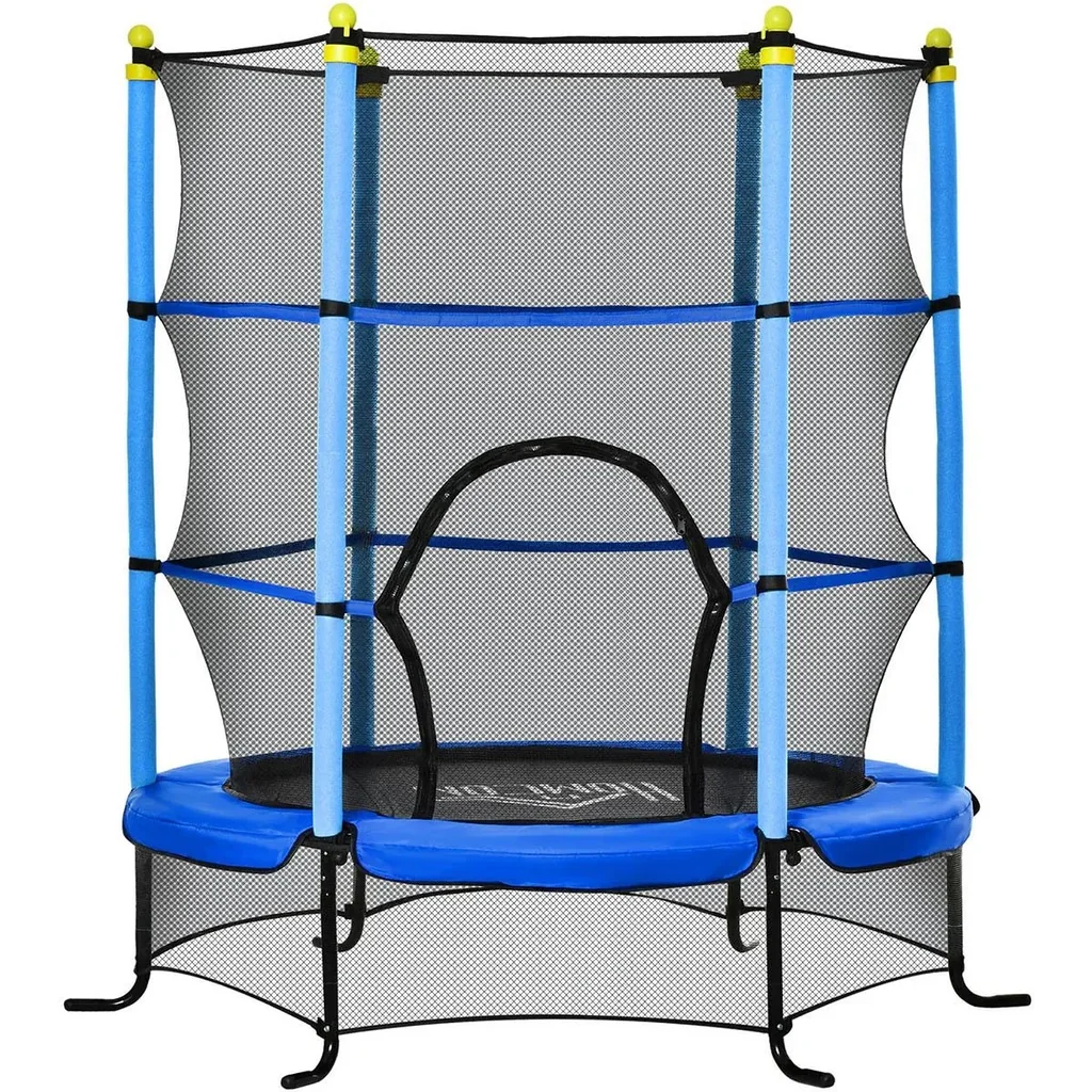 Trampolin Ø163 cm für Kinder mit Sicherheitsnetz und Sicherheitspads für den Innen- und Außenbereich Stahlblau bis zu 45