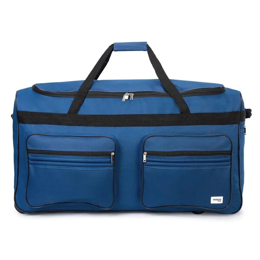 XXL Reisetasche Dunkelblau mit Trolleyfunktion 3 Rollen 160 LITER 85x43x44cm
