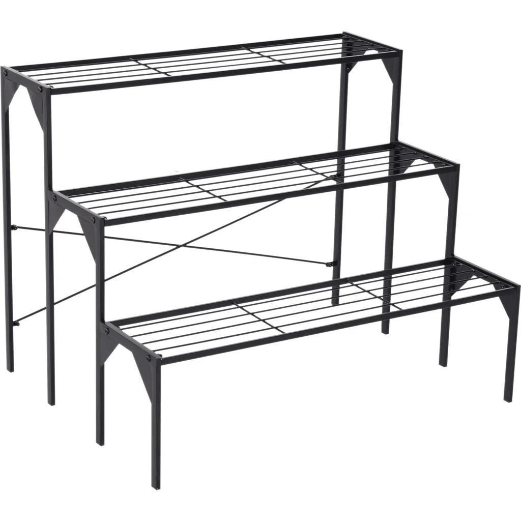Blumentreppe Blumenständer Pflanzenständer Blumenregal Blumenbank Metall Schwarz 85 x 65,5 x 66 cm