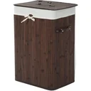 Wäschekorb Wäschesammler 72L Bambus Eckig braun