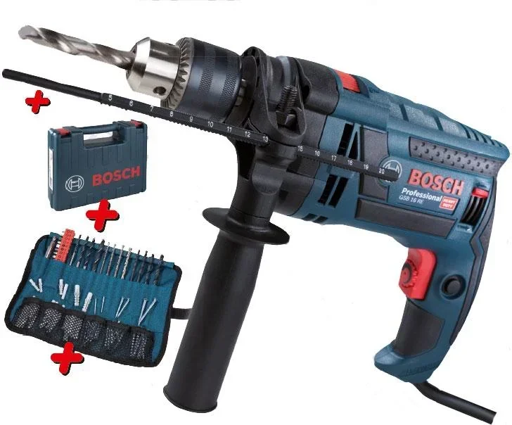 Schlagbohrmaschine GSB 16 RE, 750 Watt, inklusive 100 teiligem Zubehörset