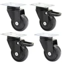 Design 3C Lenkrollen 4 teiliges Set - Ø 50 mm, soft, schwarz, 2 Rollen mit & 2 ohne Feststeller, Tragkraft 50 kg / Rolle