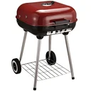 Holzkohlegrill Grillwagen auf Rollen Rot L45 x B47,5 x H70cm