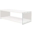 Couchtisch mit Ablage Glas MDF Hochglanz weiß