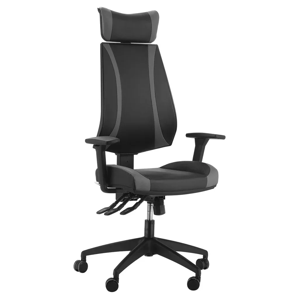 Bürostuhl Schreibtischstuhl mit Wippenfunktion Rückenlehne Kopfstütze höhenverstellbar ergonomisch Schaumstoff Nylon Sch