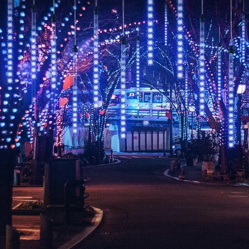 Weihnachtslichterkette für drinnen und draußen - diamantblau