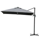 Sonnenschirm 3x3m Ampelschirm Alu Roma Schirm mit Solar-LED-Lichtern neigbar Dunkelgrau