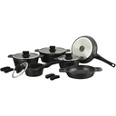 14-teiliges Kochgeschirrset - 4 abnehmbare Griffe - Schwarz