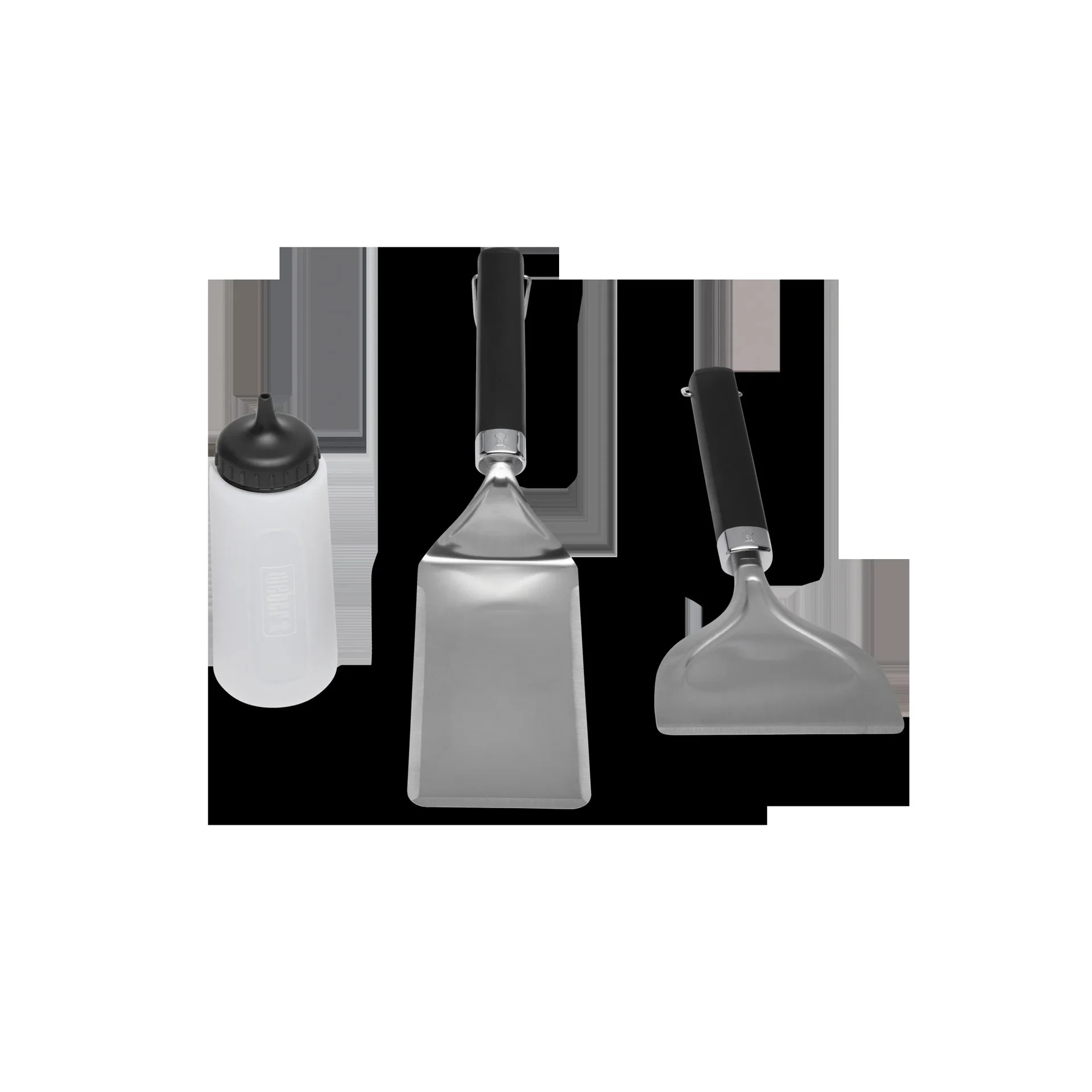 Grillplatten-Zubehörset - 3-teilig bestehend aus Grillplatten-/ Wender /Schaber /Quetschflasche