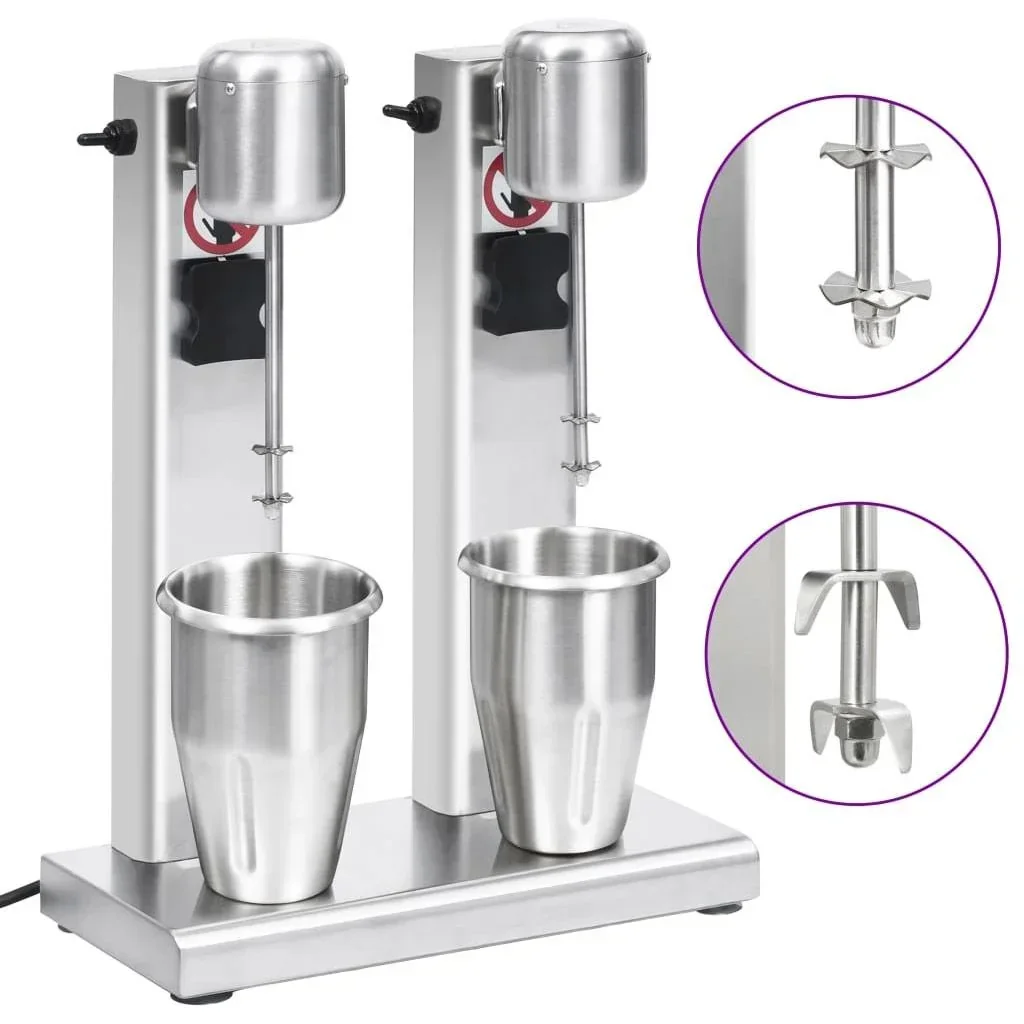 Milchshake-Mixer mit Doppelbechern aus Edelstahl 2 L