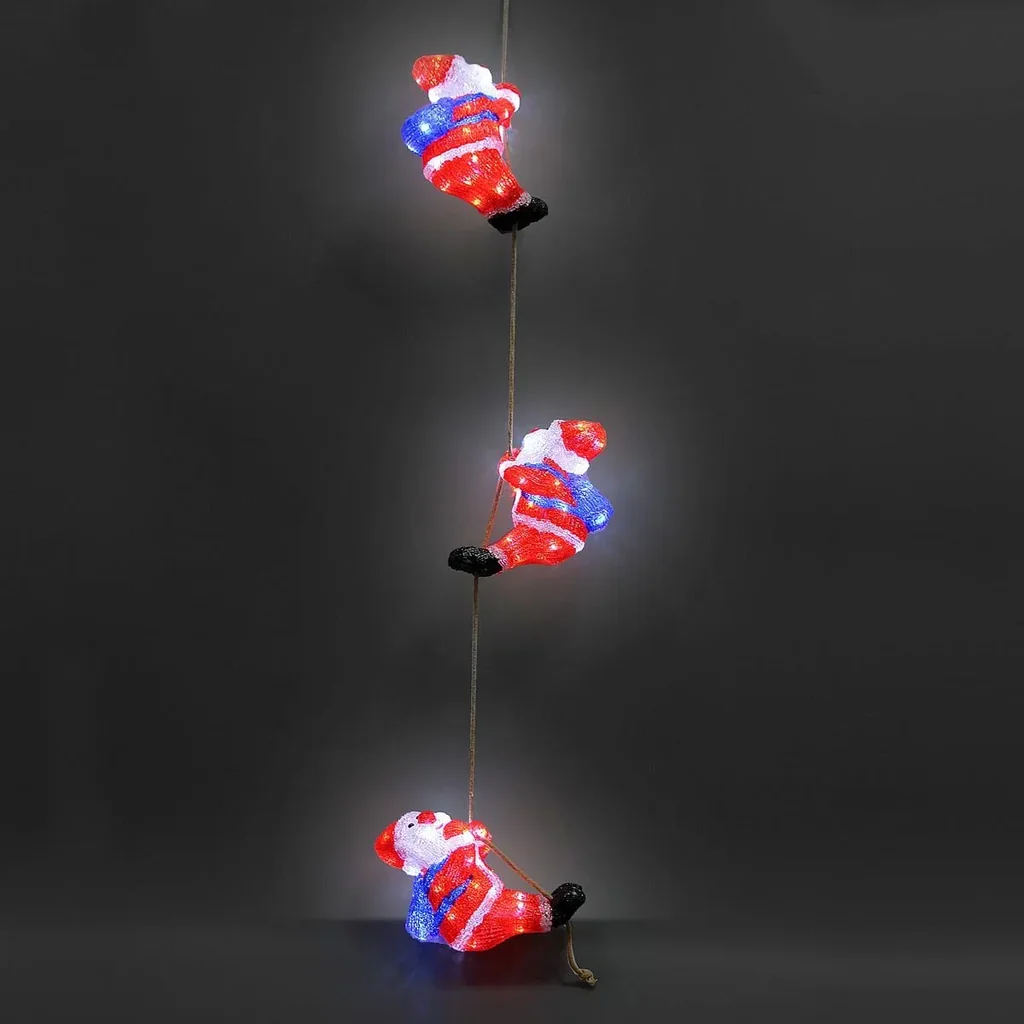 XXL 3 Figuren Weihnachtsmann 30cm - LED-Acryl
