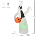 Selbst aufblasendes Spuk Gespenst Geist LED beleuchtet Halloween Dekoration Polyester Weiß 95 x 45 x 180 cm