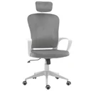 Bürostuhl mit Wippfunktion ergonomischer Drehstuhl höhenverstellbar mit Armlehne Kopfstütze samtartiges Polyester Türki
