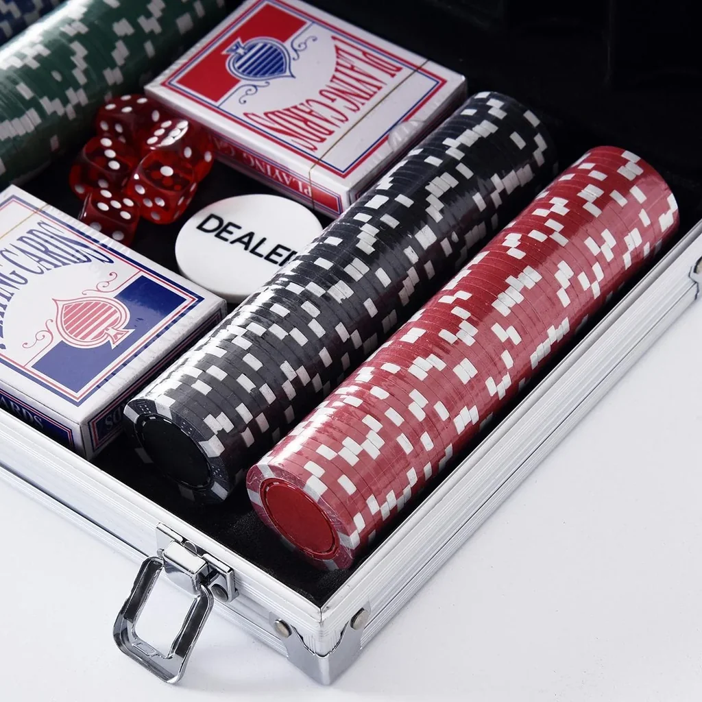 Pokerkoffer mit 200 Chips silber
