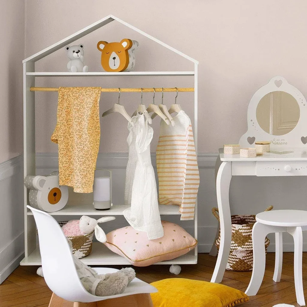 Kleiderständer auf Rädern - 120 x 80,5 x 36 cm - Weiß