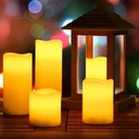 5 LED-Flacker-Echtwachskerzen weiß mit Fernbedienung & Timer