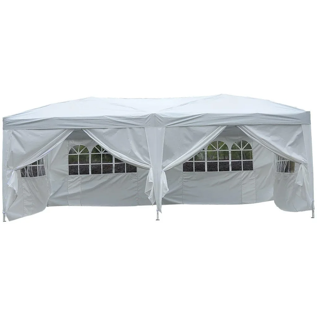 3x6 m Faltpavillon Pavillon Partyzelt Gartenzelt inkl. 6 Seitenteile Weiß