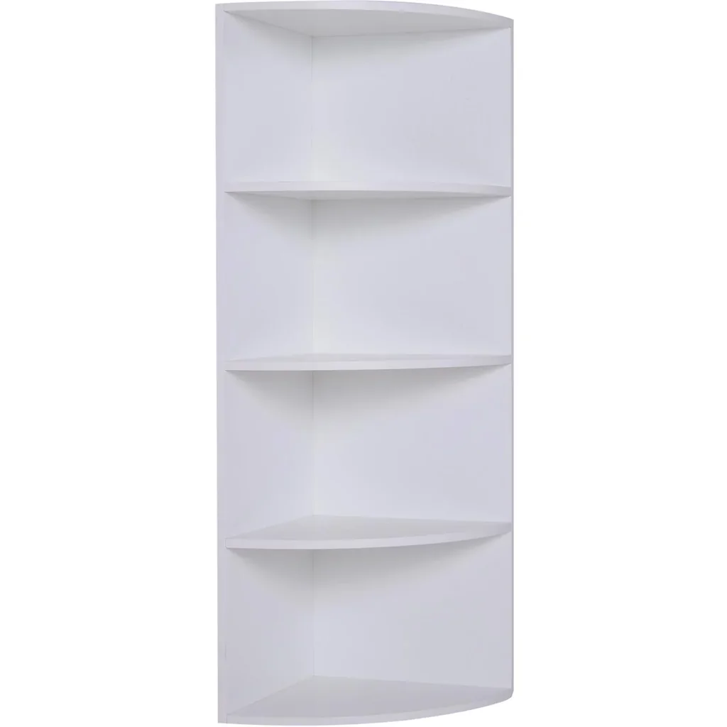 Eckregal Standregal Bücherregal Dekoregal Holzregal fächerförmig 4 Fächer Weiß 39,5 x 39,5 x 120 cm