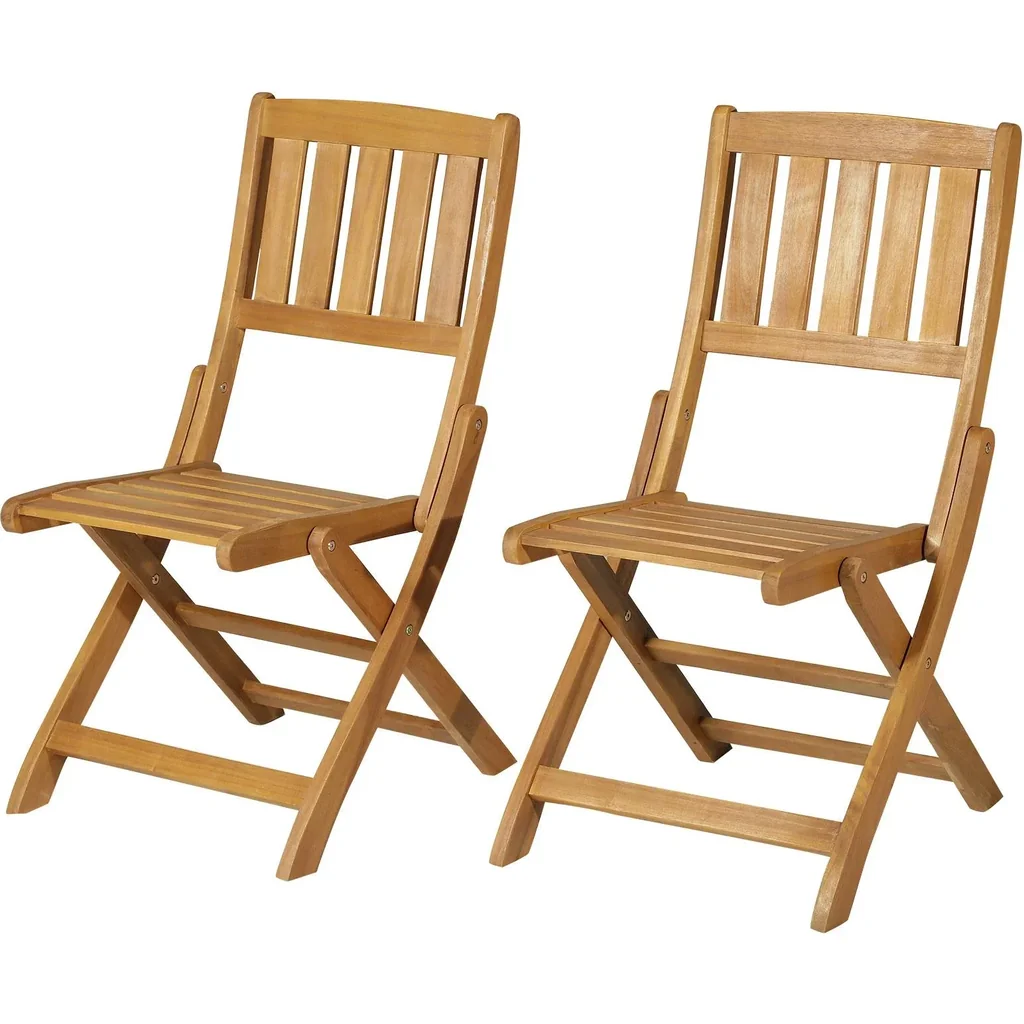2er-Set Klappstuhl Klappsessel Gartenstuhl Campingstuhl klappbar Akazienholz Natur 56 x 47 x 89,5 cm