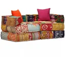 Fußhocker Zweisitzer modulares Stoff-Patchwork