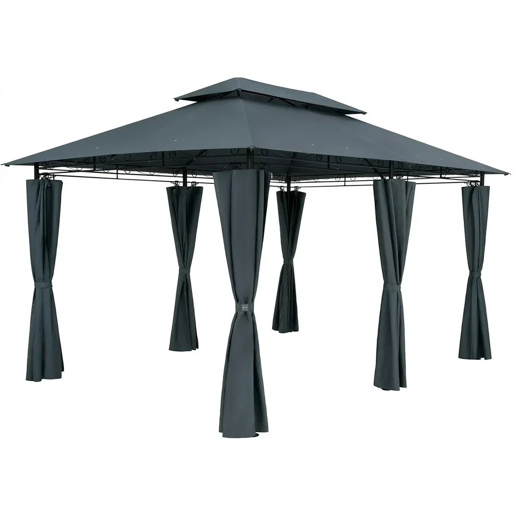 Pavillon Gartenzelt / Partyzelt - 3x4m - Metall-Seitenteile - wasserabweisend - anthrazit
