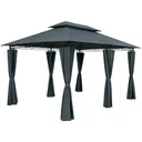 Pavillon Gartenzelt / Partyzelt - 3x4m - Metall-Seitenteile - wasserabweisend - anthrazit