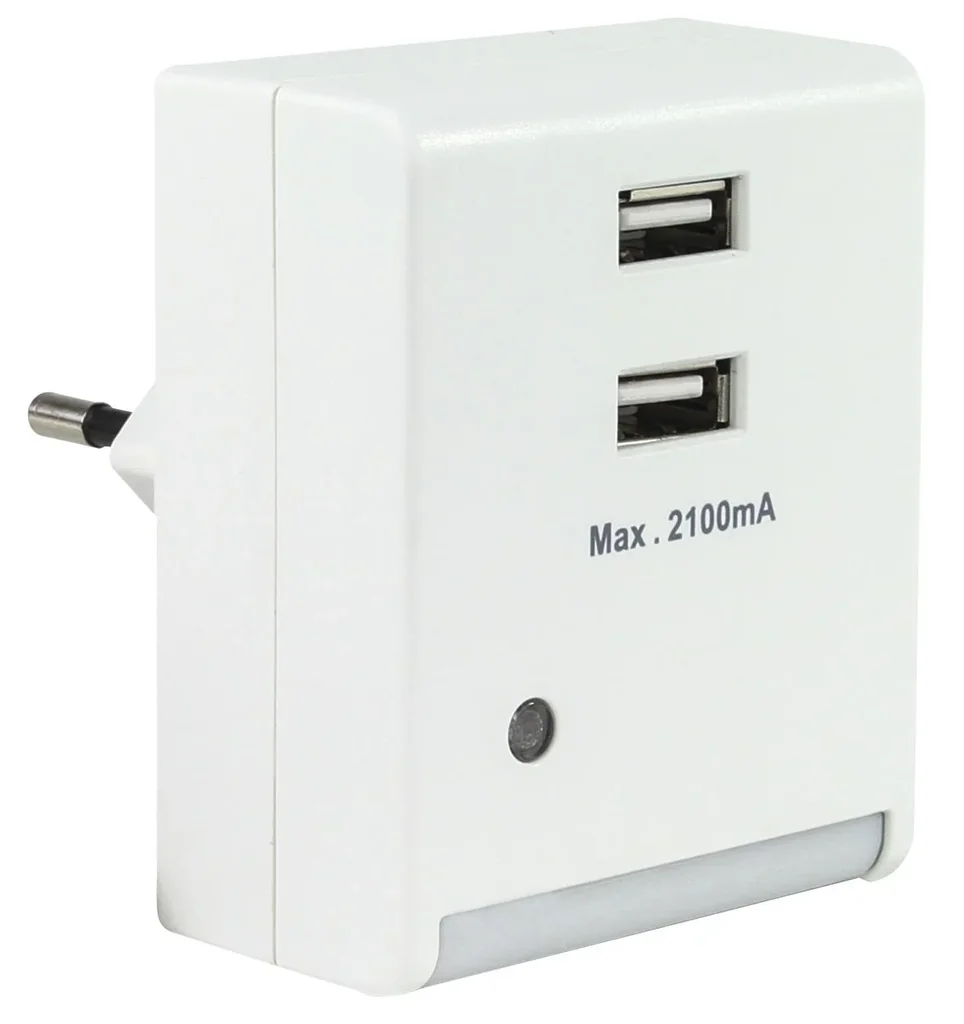 LED Nachtlicht mit integriertem USB-Ladegerät