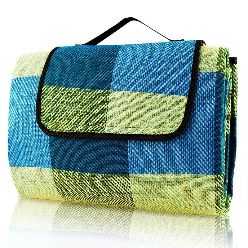 Picknickdecke mit praktischem Tragegriff 2x2m hellblau gelb