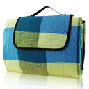 Picknickdecke mit praktischem Tragegriff 2x2m hellblau gelb