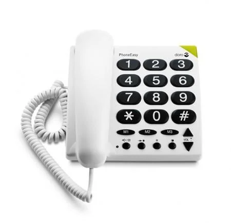 Schnurgebundenes Großtastentelefon PhoneEasy 311c weiß mit optischer Anrufsignalisierung