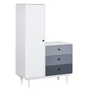 Kleiderschrank mit Nachttisch 2-in-1 Schrank mit Stange Schublade für Wohnzimmer Schlafzimmer MDF Holz Weiß+Grau 100 x 4
