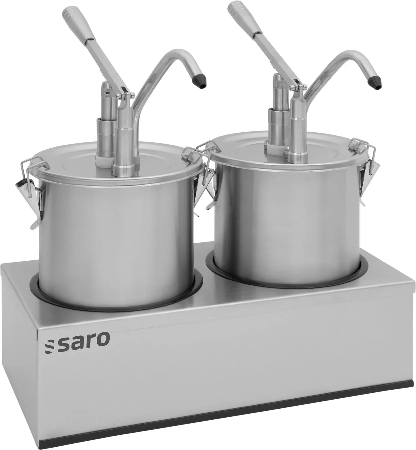Saro Saucenspender (2x 4,5 L) - Edelstahl & Chrom, Klick-System & Dosierungseinstellung für die Gastronomie