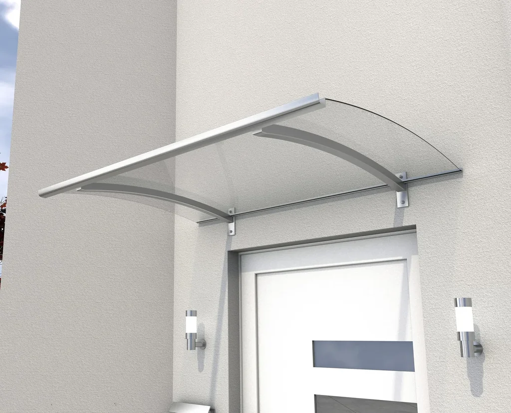 Pultvordach Typ PT/LD, 150 x 90 x 22 cm, Edelstahloptik, 3mm klar