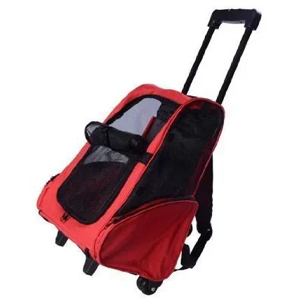 2in1 Hundetrolley Transporttasche Tragetasche Tiere Rucksack Trolley rot