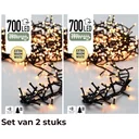 2x Weihnachtsbaum Lichter 14 Meter Warm Weiß - 700LED für Innen und Außen