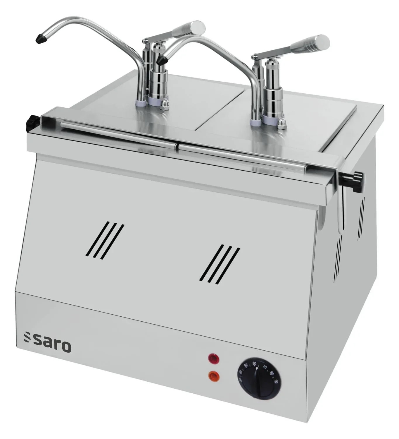 SARO Bain Marie mit Spender (2x 4,5 L / 2x 3 L) - Professionelle Soßenwärmer für die Gastronomie