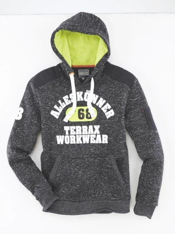 Kapuzenpulli, Farbe schwarz/limette meliert, Gr.XL