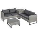 4-tlg. Luxus Polyrattan Gartengarnitur Gartenmöbel Garten-Set Sitzgruppe Loungeset Loungemöbel inkl. Aufbewahrungsbox un