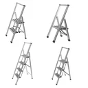 Alu-Design Klapptrittleiter 4-stufig Silber, rutschfeste Haushaltsleiter, Sicherheits-Stehleiter