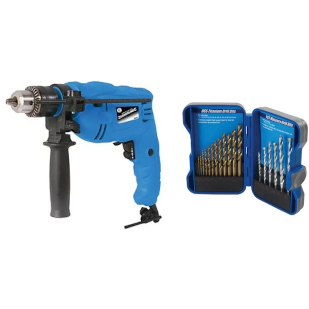 Bohrhammer 500 Watt 19-teiliges titanbeschichtetes HSS-Bohrer-Set und TCT-Betonbohrer-Set 1-9 mm